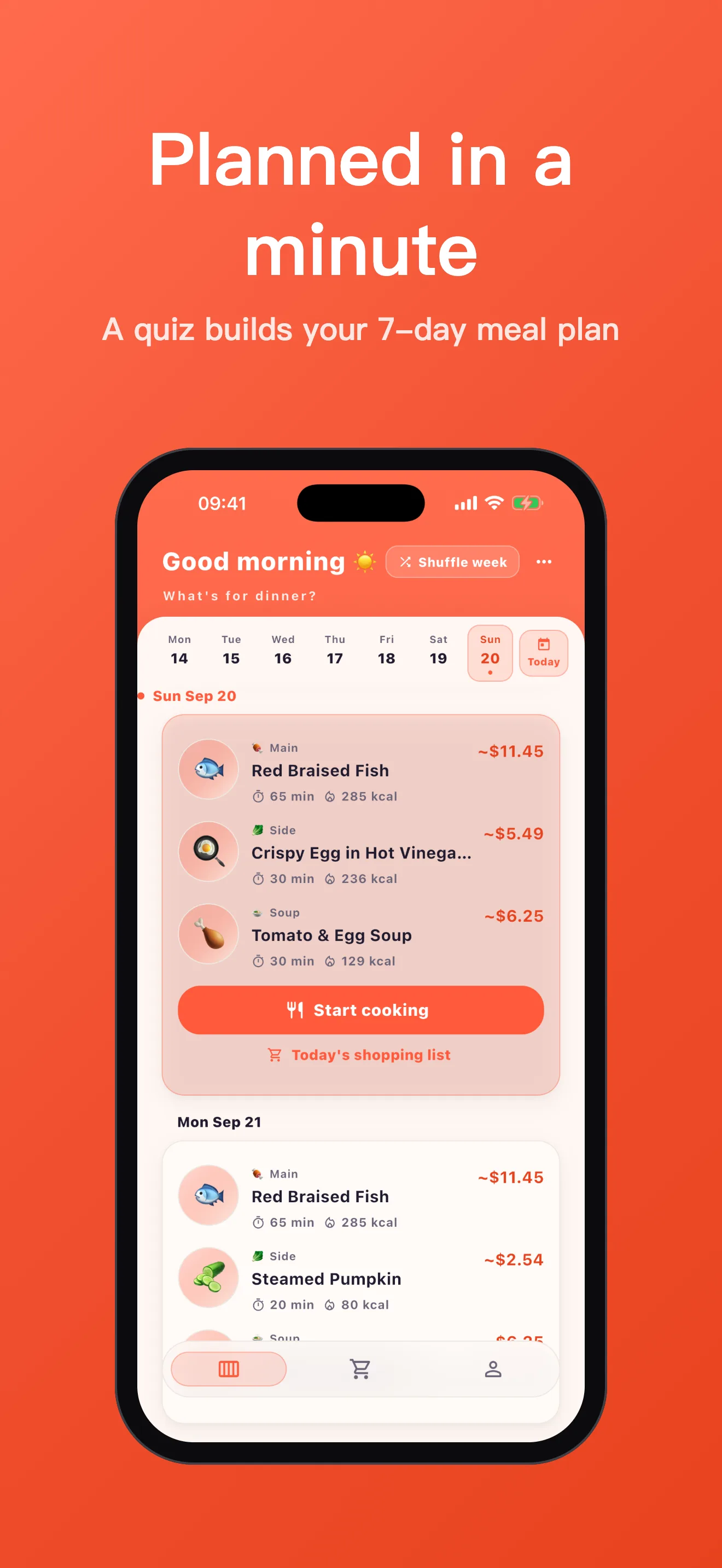 Cook Today weekly plan